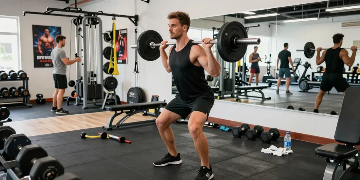 Anabolika Shop: Fitnesstraining mit Gewichten und motivierten Bodybuildern im modernen Studio
