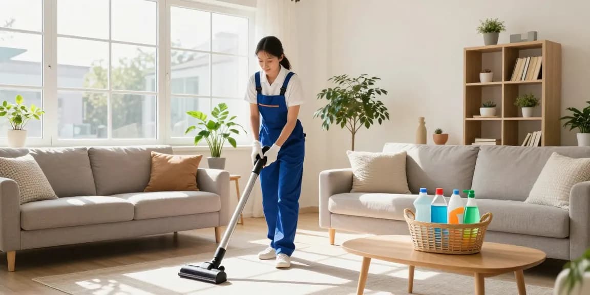 Expert cleaner in a bright home ensuring pristine spaces, showcasing reinigungsfirmen in bern.
